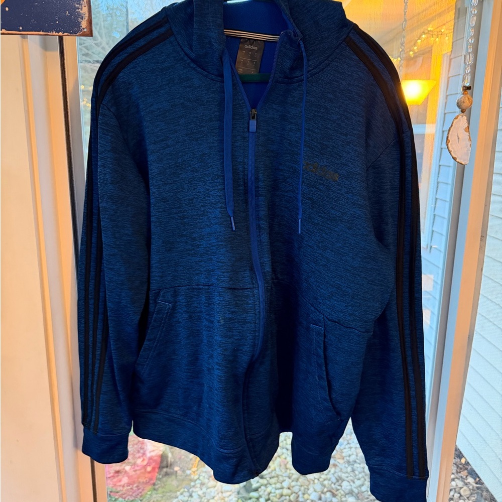 adidas Men's Zip-Up Blue Hoodie